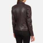 Kelsee Maroon Leather Biker Jacket 5