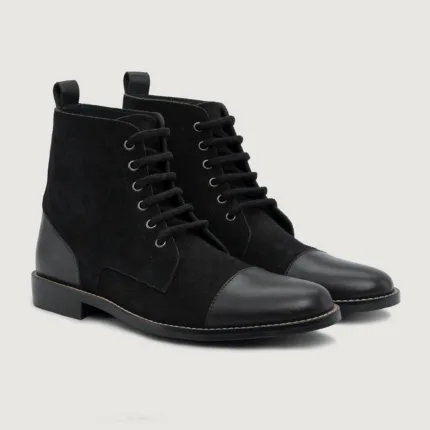 Knight Derby Hybrid Black Leather Boots - StudGuard