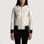 Lana Silver Leather Bomber Jacket 2