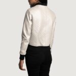 Lana Silver Leather Bomber Jacket 5