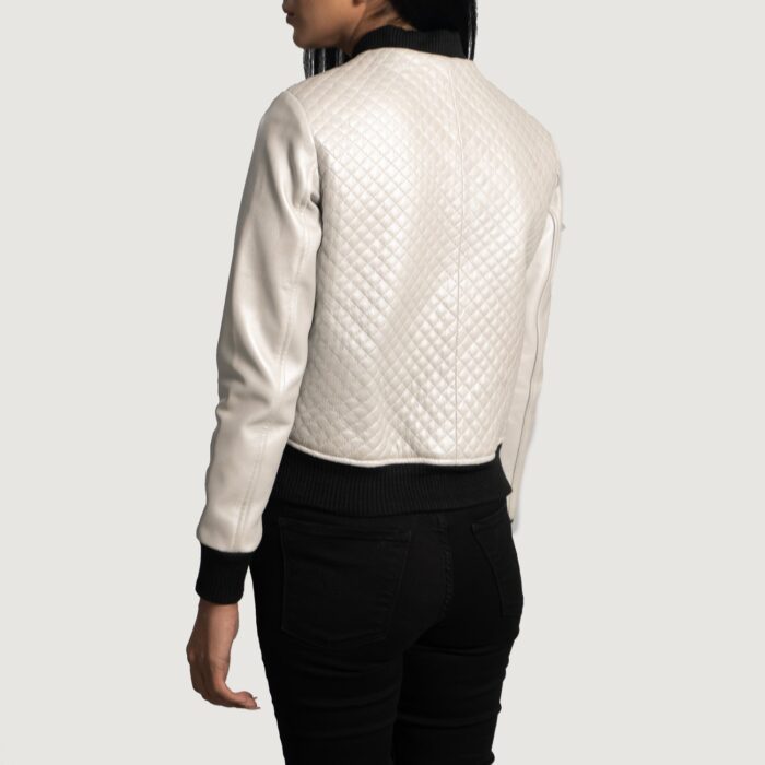 Lana Silver Leather Bomber Jacket 5