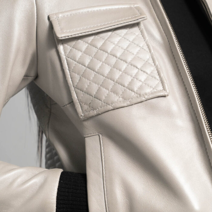 Lana Silver Leather Bomber Jacket 6