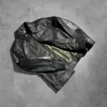 Lavendard Green Leather Biker Jacket 8