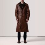 Charlton Waxed Brown Leather Single Breasted Coat 2