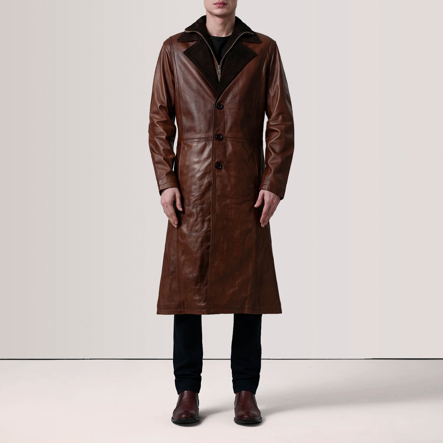 Charlton Waxed Brown Leather Single Breasted Coat 2