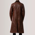 Charlton Waxed Brown Leather Single Breasted Coat 4