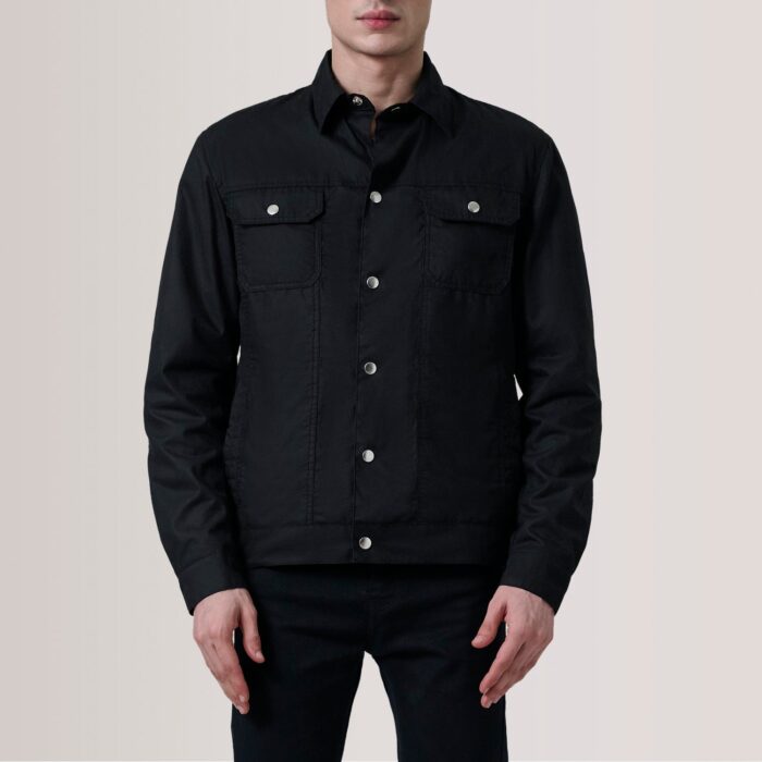 Colberto Black Waxed Canvas Trucker Jacket 5