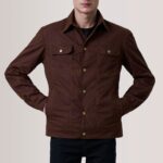 Colberto Brown Waxed Canvas Trucker Jacket 5