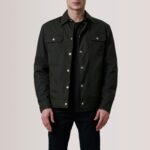 Colberto Olive Waxed Canvas Trucker Jacket