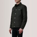 Colberto Olive Waxed Canvas Trucker Jacket 3
