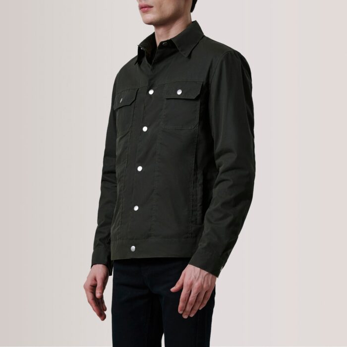 Colberto Olive Waxed Canvas Trucker Jacket 3
