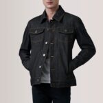 Conard Faded Black Denim Trucker Jacket
