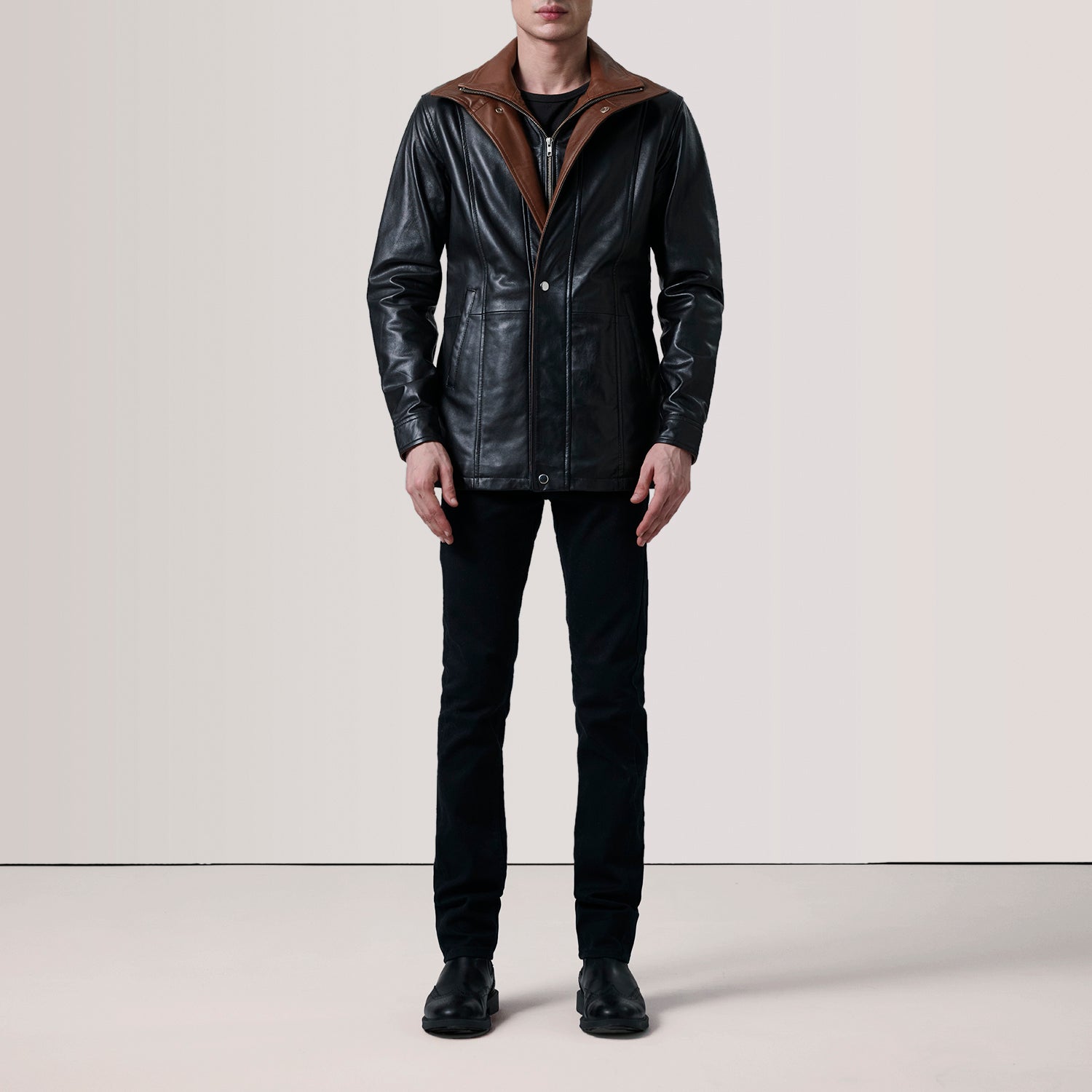 Connor Black Leather Coat 2