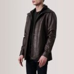 Connor Maroon Leather Coat 3