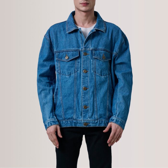 Eddie Dark Blue Oversized Denim Trucker Jacket 2