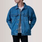 Eddie Dark Blue Oversized Denim Trucker Jacket 5