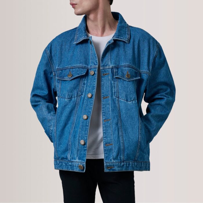 Eddie Dark Blue Oversized Denim Trucker Jacket 5