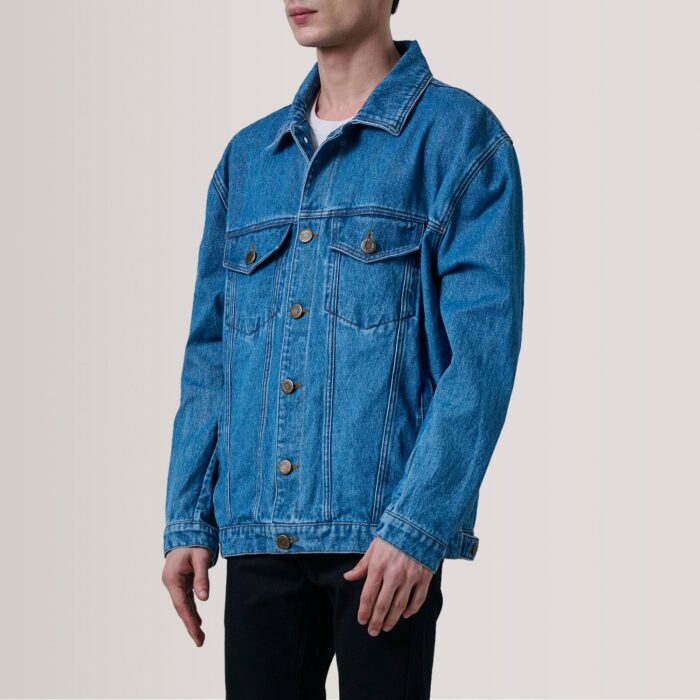 Eddie Dark Blue Oversized Denim Trucker Jacket 3