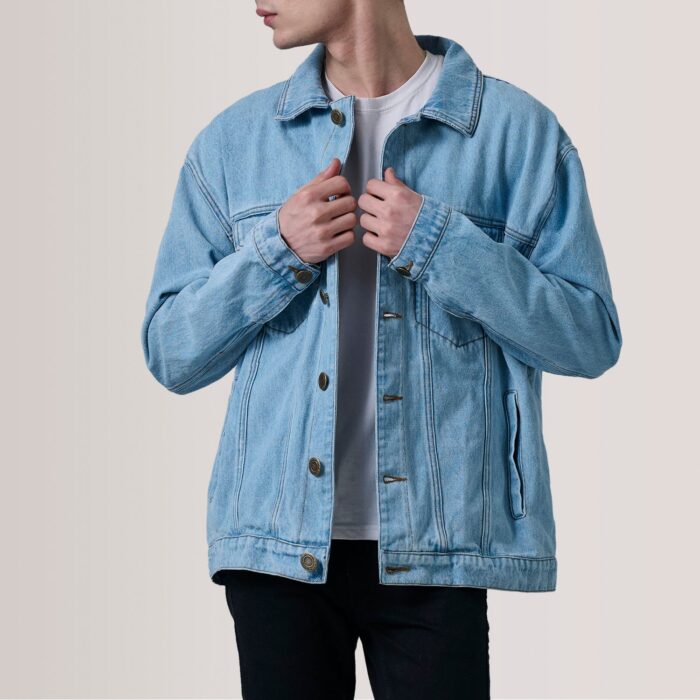 Eddie Light Blue Oversized Denim Trucker Jacket 5