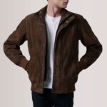 Lester Brown Suede Bomber Jacket