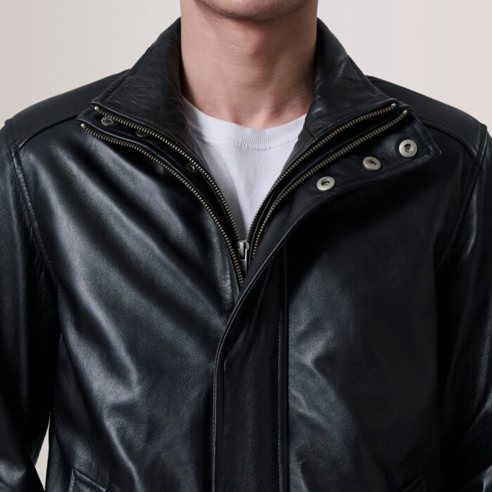 Lester Black Leather Bomber Jacket 6