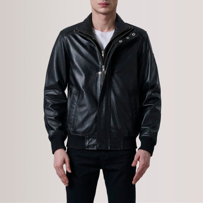 Lester Black Leather Bomber Jacket 5