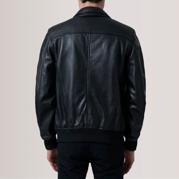 Lester Black Leather Bomber Jacket 4