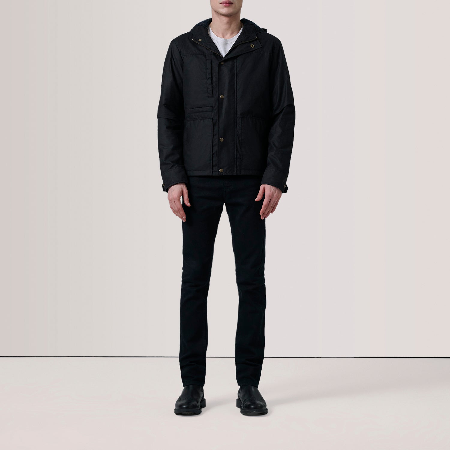 Marlo Black Canvas Hooded Work Jacket 2