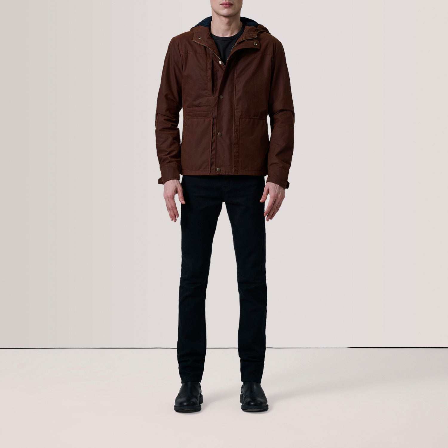 Marlo Brown Canvas Hooded Work Jacket 2