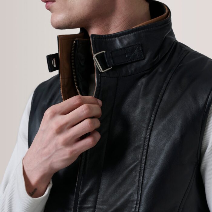 Zane Black Leather Vest 6