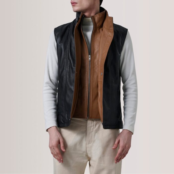 Zane Black Leather Vest 5