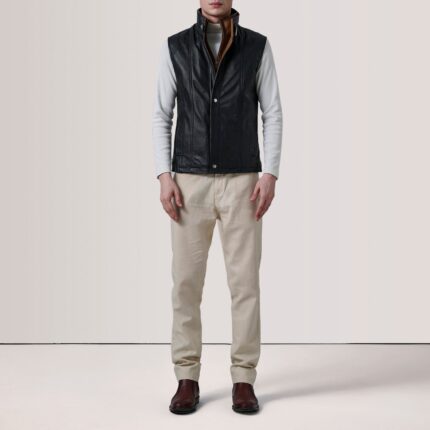 Zane Black Leather Vest 2