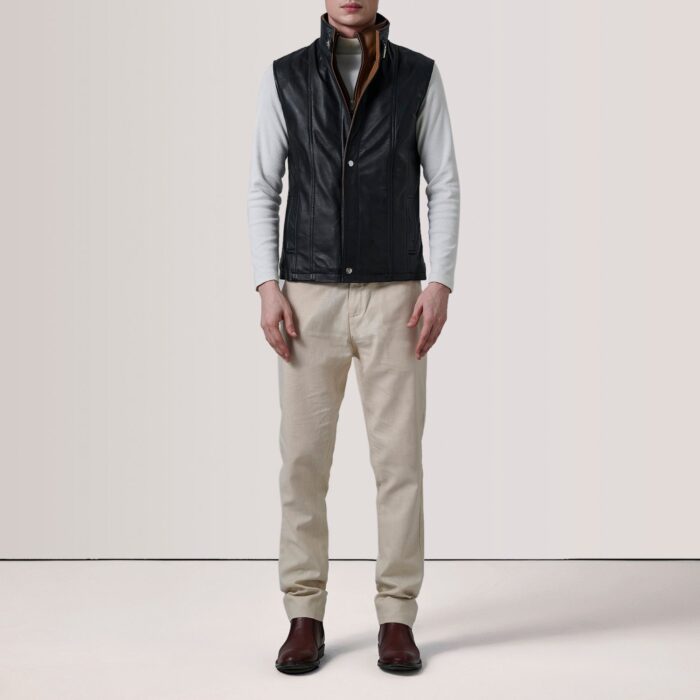 Zane Black Leather Vest 2