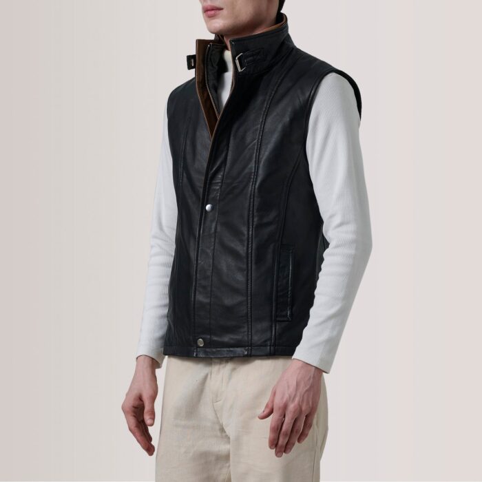Zane Black Leather Vest 3