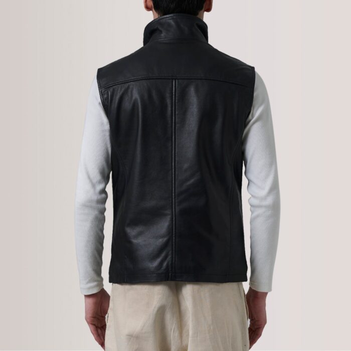 Zane Black Leather Vest 4