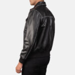 Aaron Black Leather Bomber Jacket 5