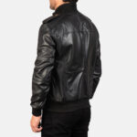 Agent Shadow Black Leather Bomber Jacket 5