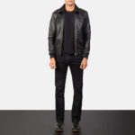 Air Rolf Black Leather Bomber Jacket 3