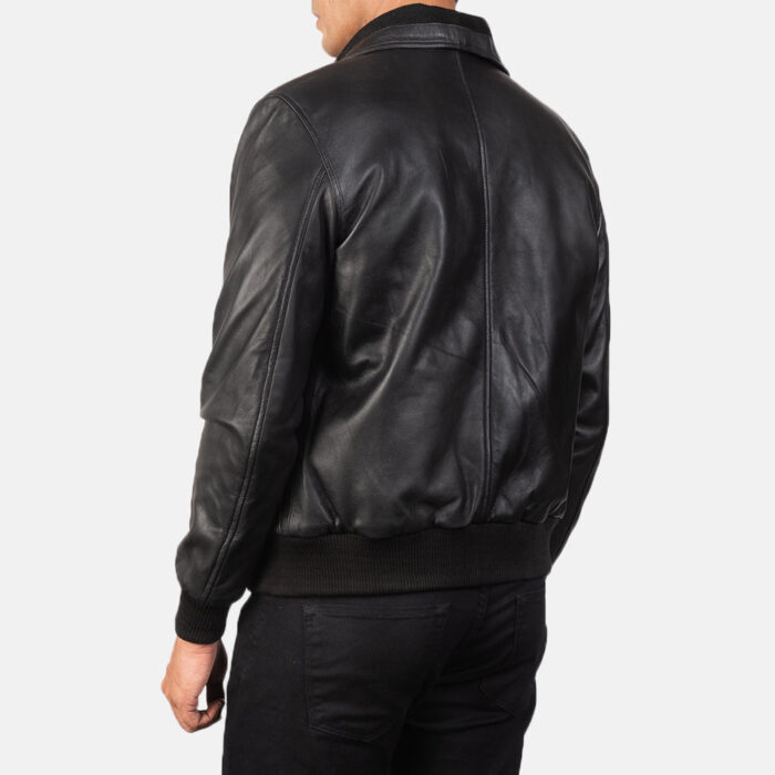 Air Rolf Black Leather Bomber Jacket 5