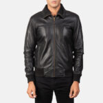 Air Rolf Black Leather Bomber Jacket 4
