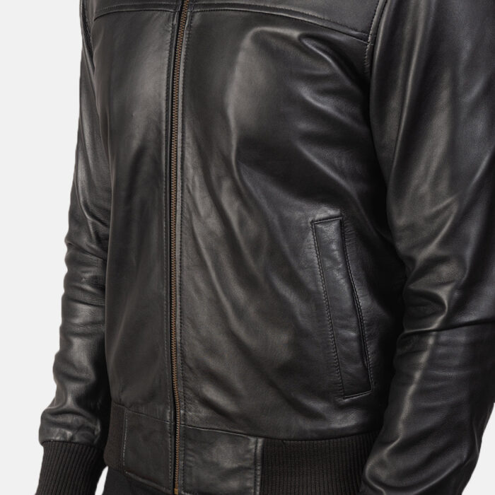 Air Rolf Black Leather Bomber Jacket 6