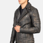 Armand Distressed Brown Leather Biker Jacket 5
