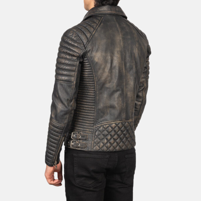 Armand Distressed Brown Leather Biker Jacket 6