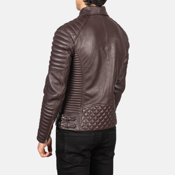 Armand Maroon Leather Biker Jacket 5