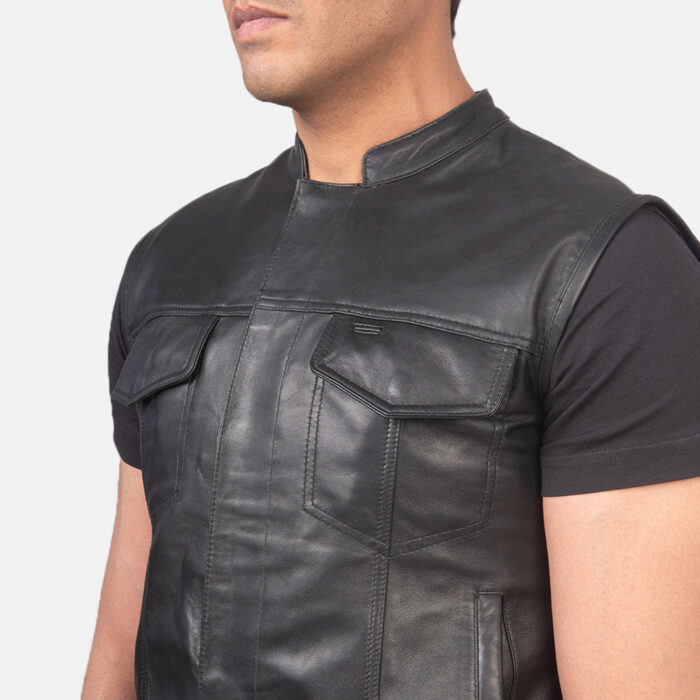 Atlas Moto Black Leather Vest 6