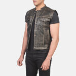 Atlas Moto Distressed Brown Leather Vest 2