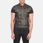 Atlas Moto Distressed Brown Leather Vest 4