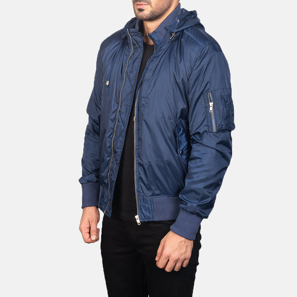 Hanklin Ma-1 Blue Hooded Bomber Jacket 2