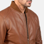 Bomia Ma-1 Brown Leather Bomber Jacket 6