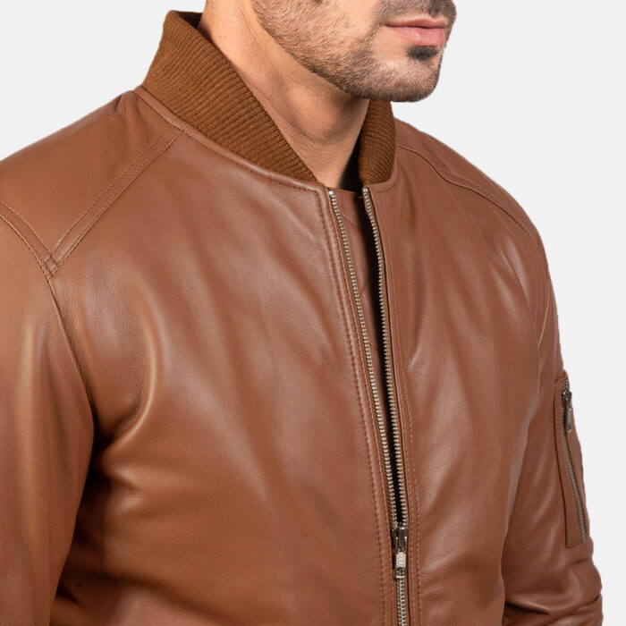 Bomia Ma-1 Brown Leather Bomber Jacket 6